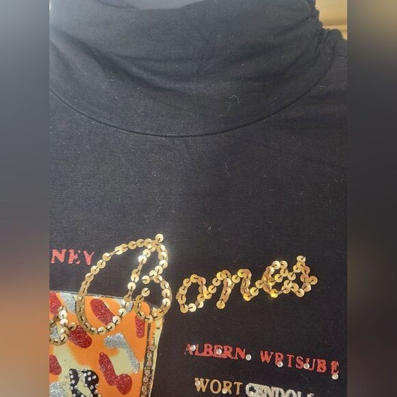 VTG PAOLO SANTINI L Boot Print Beaded Sequin “Las Botas”Pullover Turtleneck Top - Picture 5 of 14